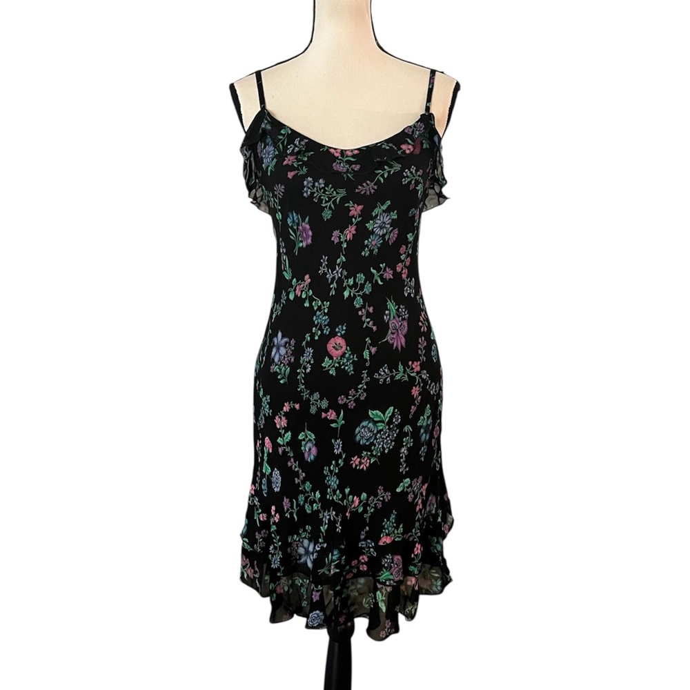 Vintage 90s Y2K Betsey Johnson New York Sheer Mesh Floral Slip Dress